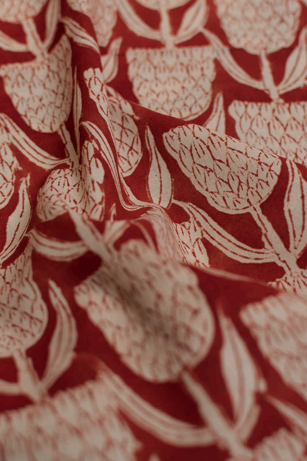 Rust Tulip Bagru Cotton Fabric - 1m