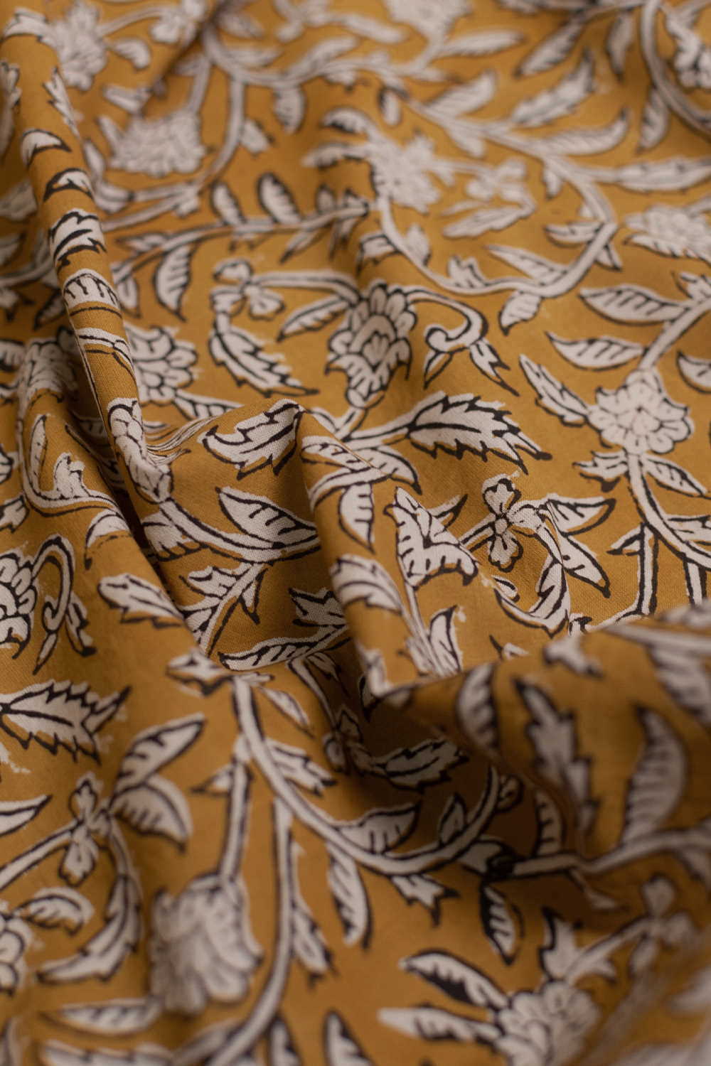 Yellow Garden Bagru Cotton Fabric