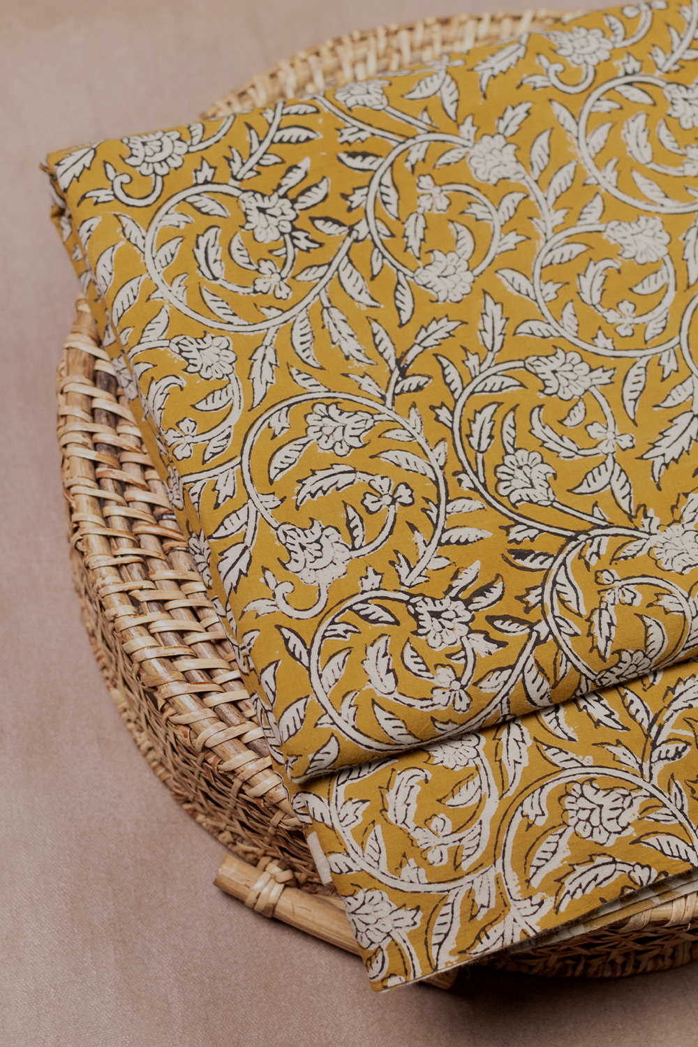 Yellow Garden Bagru Cotton Fabric