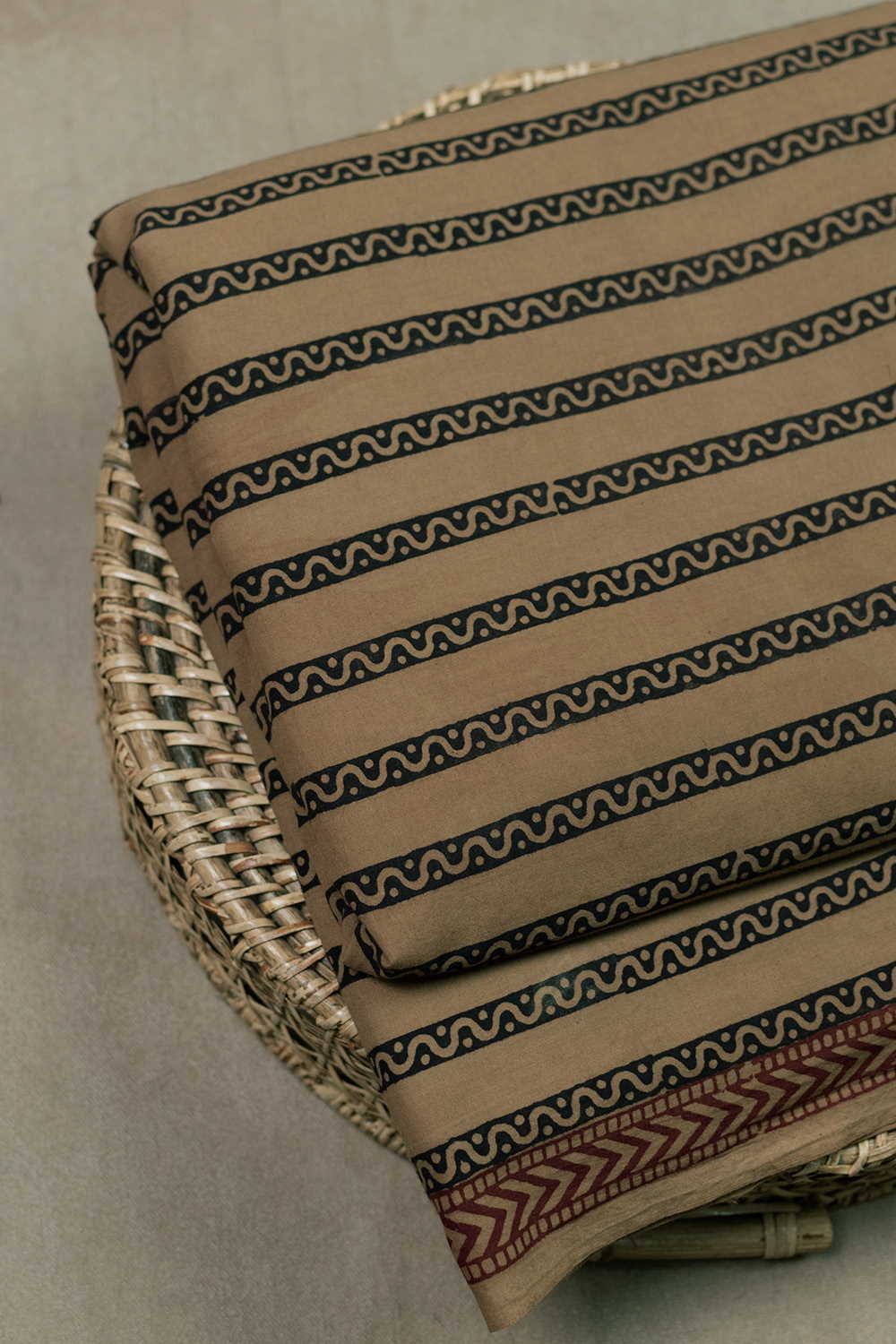 Dark Beige Bagh Cotton Fabric - 1m