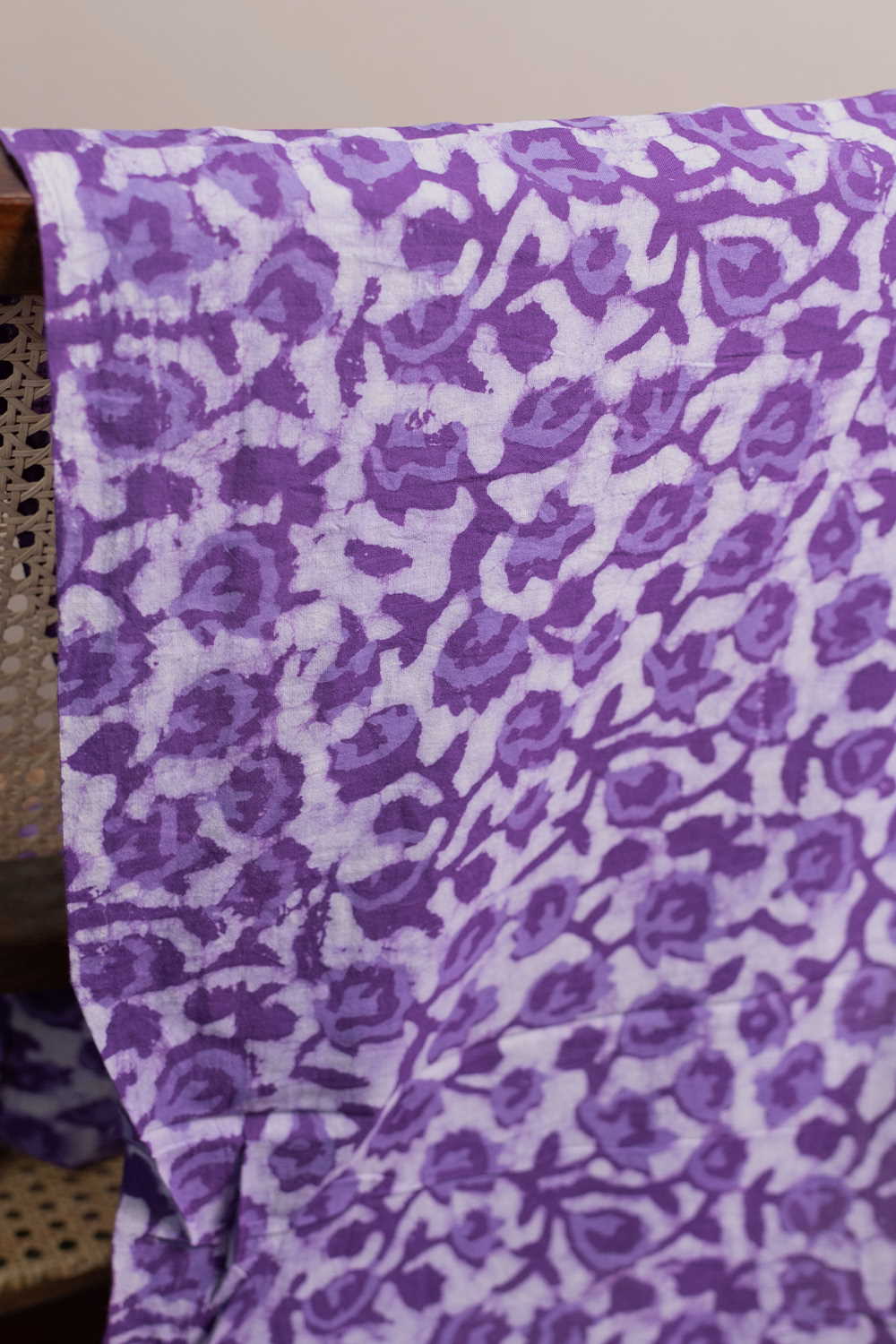 Vintage Floral - Purple Block Printed Cotton Fabric - 1.3m