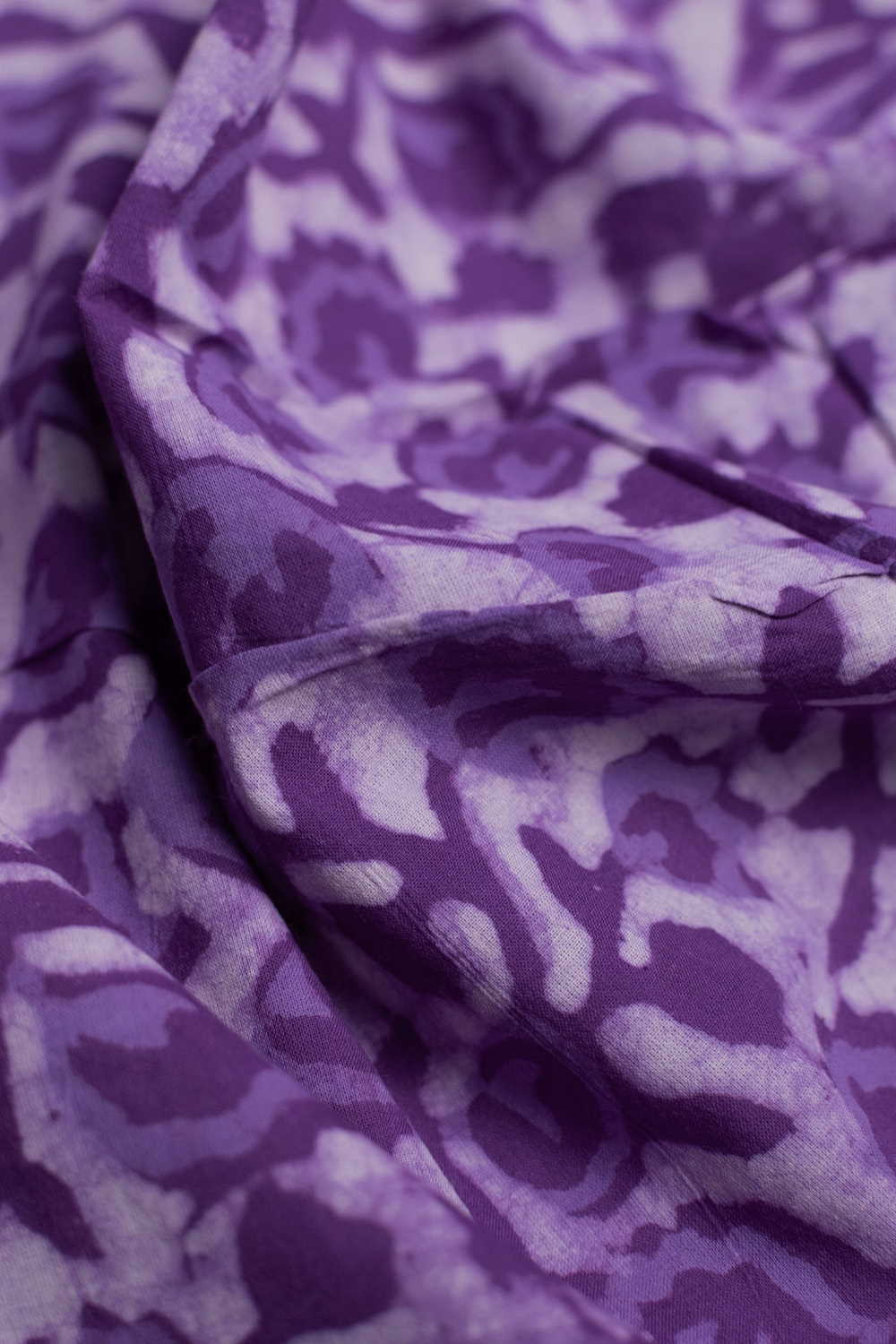 Vintage Floral - Purple Block Printed Cotton Fabric - 1.3m