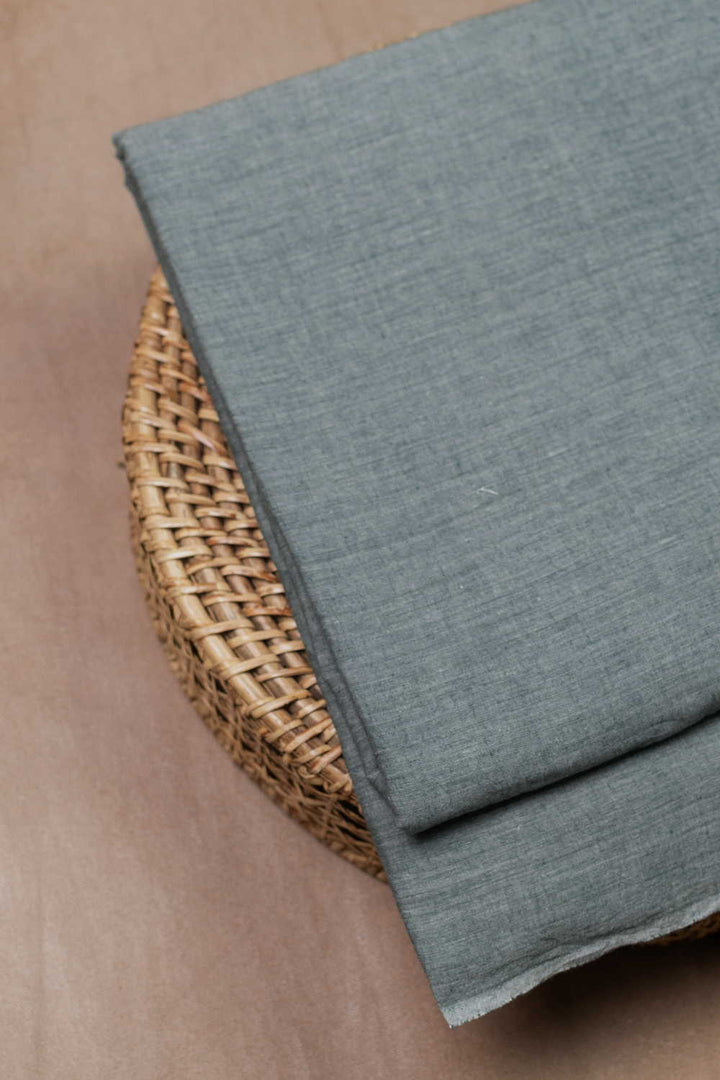 Greyish Green Handwoven Mul Cotton Fabric