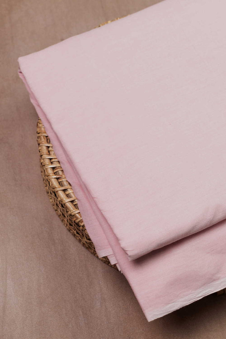 Baby Pink Handwoven Mul Cotton Fabric