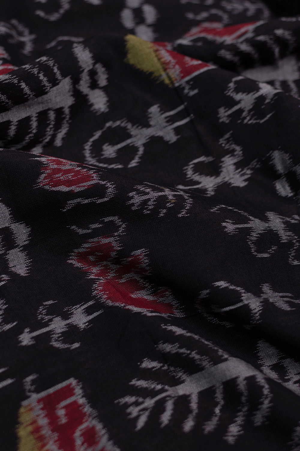 Black Orissa Ikat Cotton Fabric