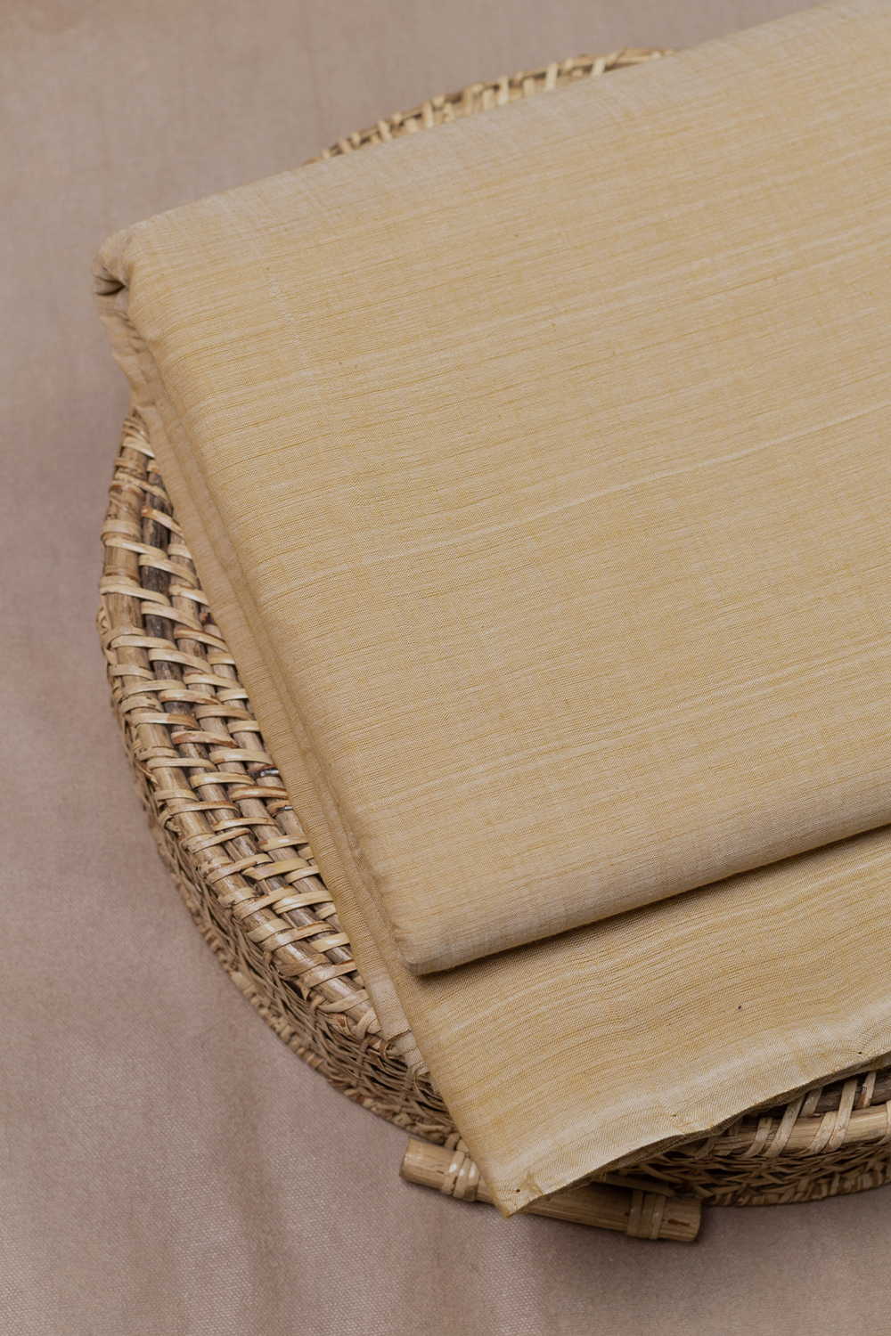Mild Beige Mangalagiri Cotton Fabric