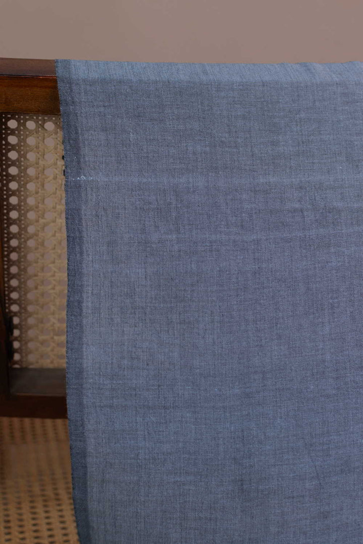 Greyish Blue Handwoven Mul Cotton Fabric