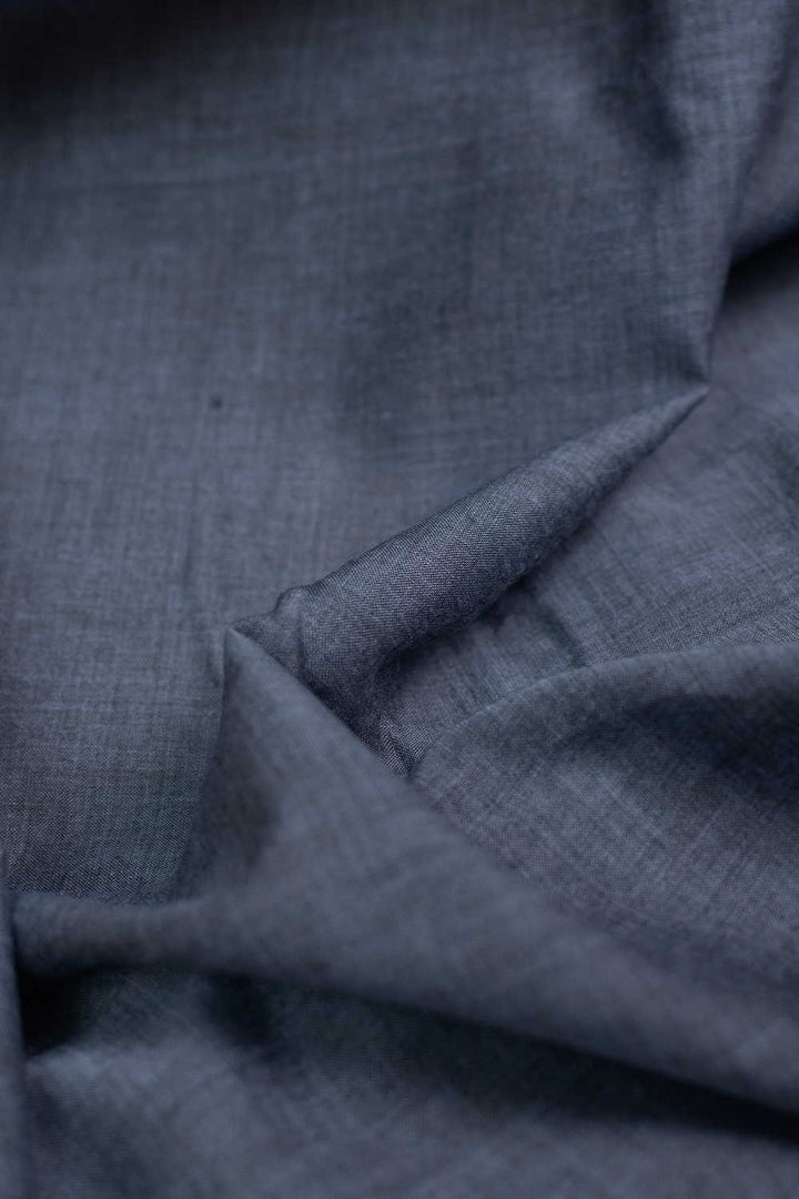 Greyish Blue Handwoven Mul Cotton Fabric