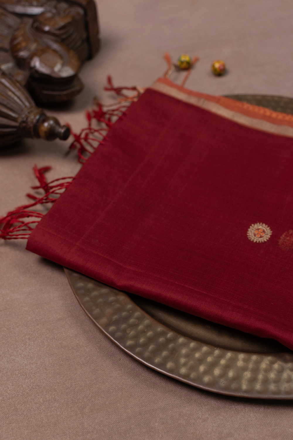 Brick Maroon Chanderi Silk Cotton Dupatta