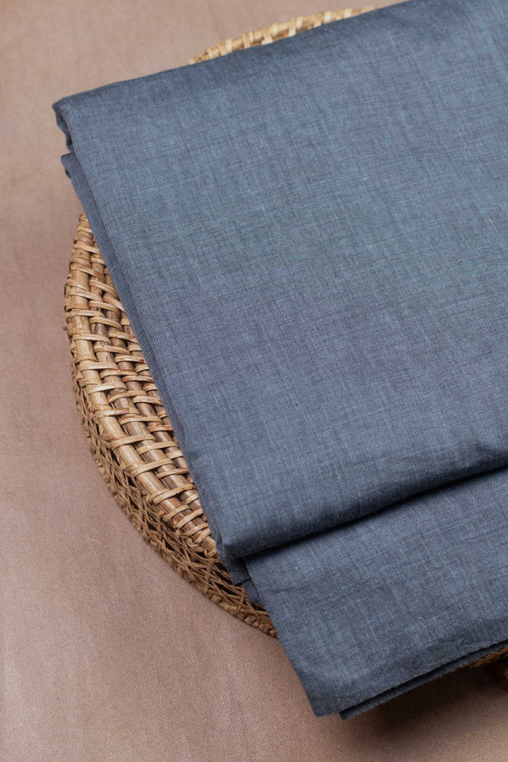 Greyish Blue Handwoven Mul Cotton Fabric