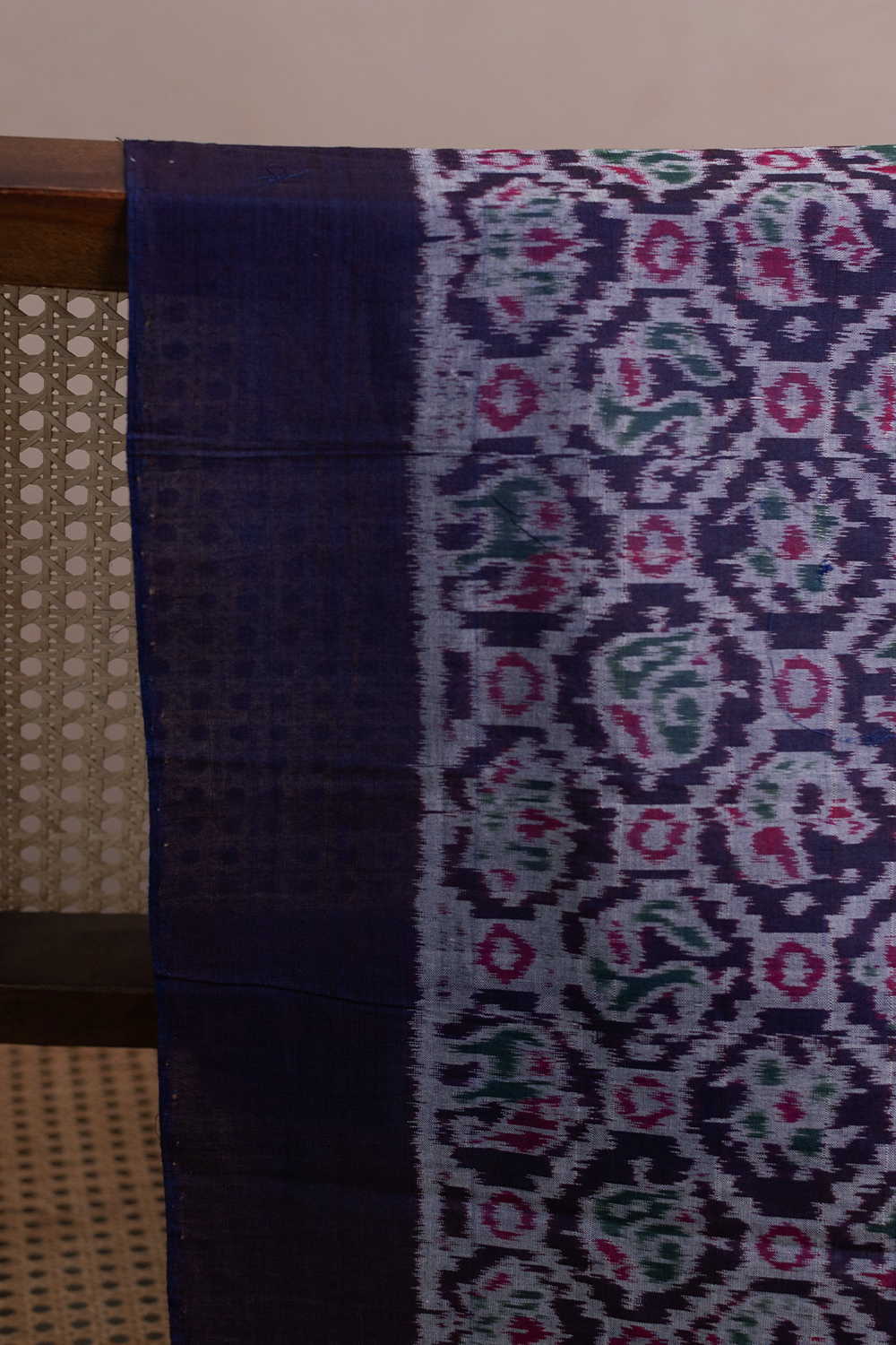 Dark Blue Orissa Ikat Cotton Fabric