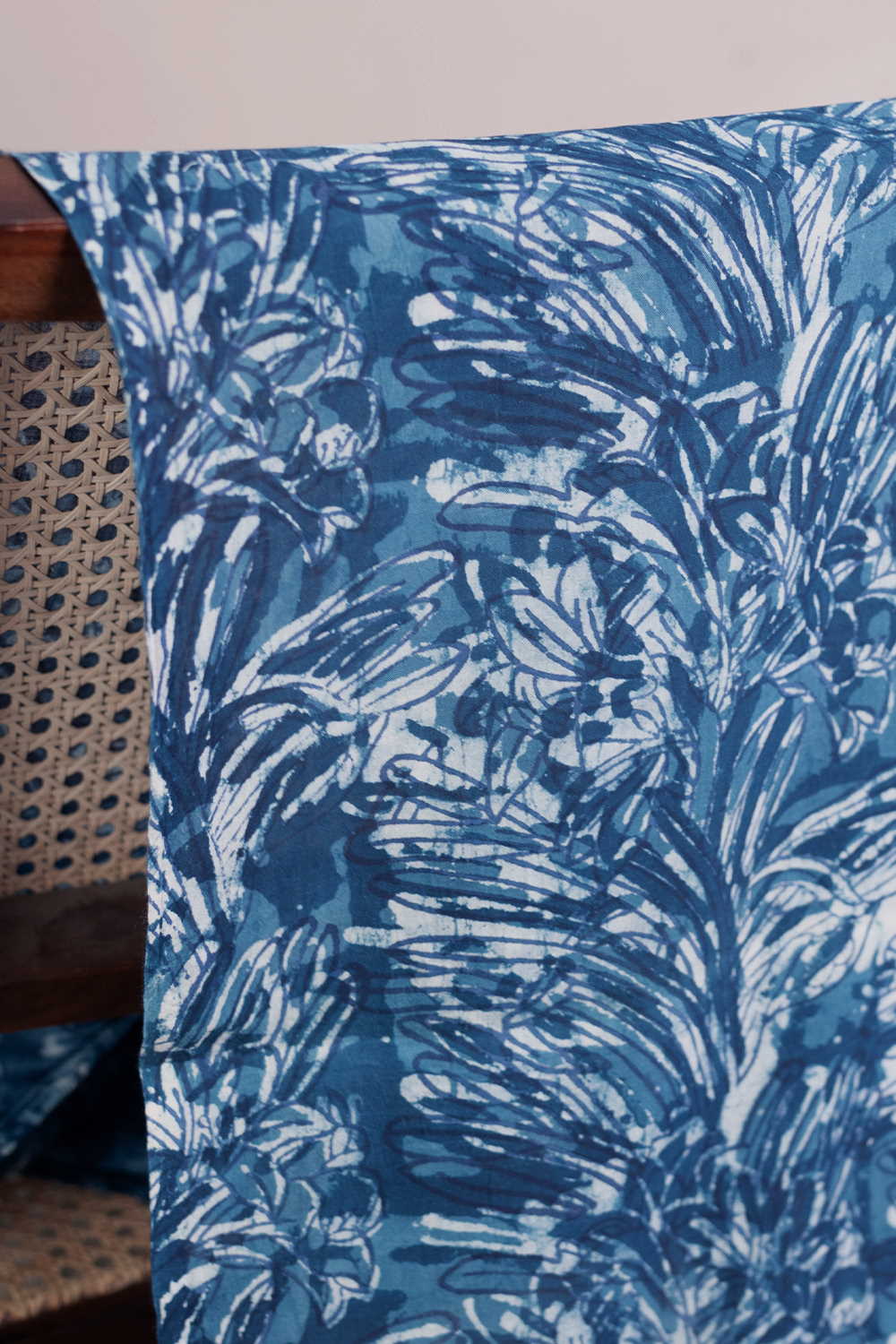 Indigo Botanical Dabu Cotton Fabric