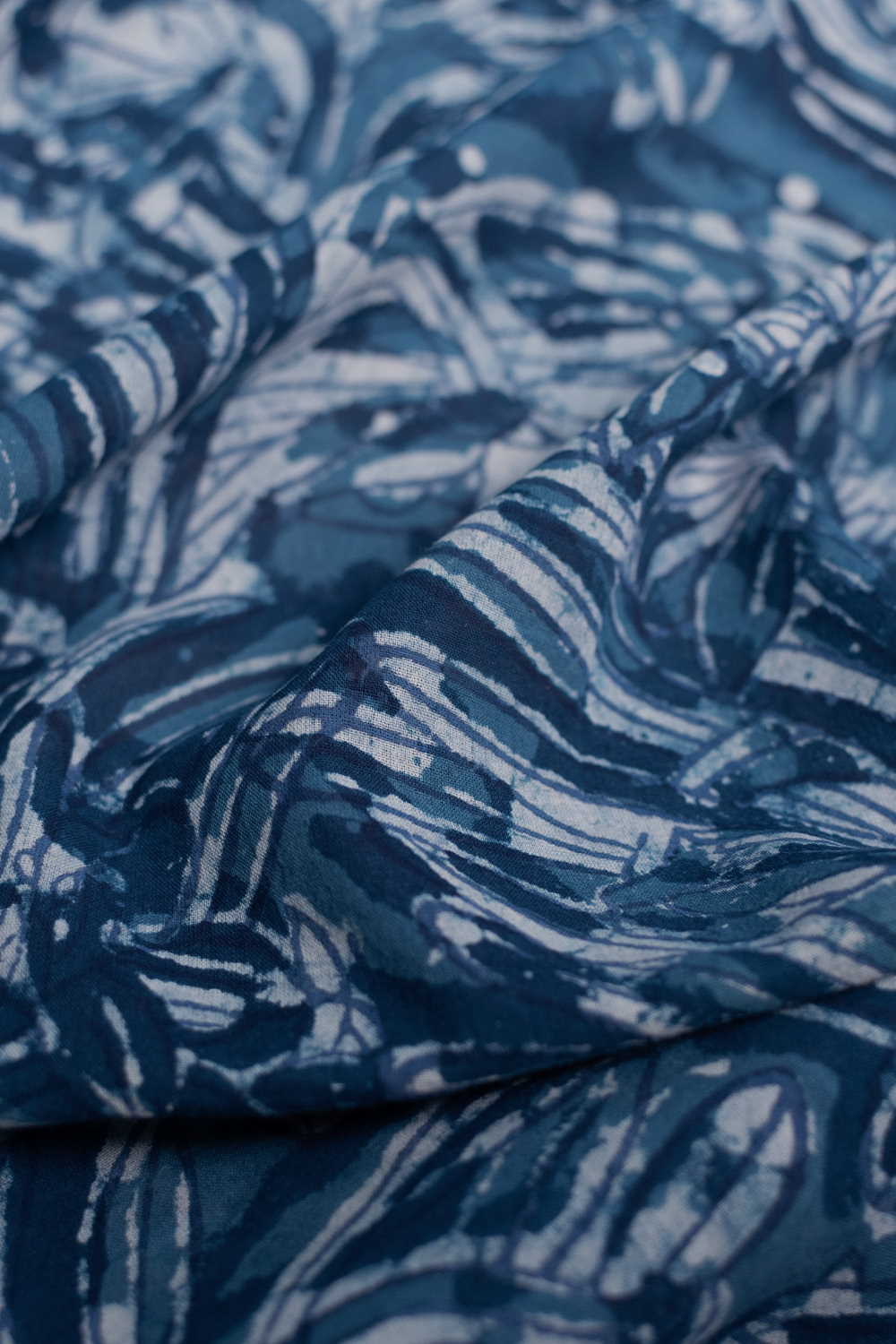 Indigo Botanical Dabu Cotton Fabric