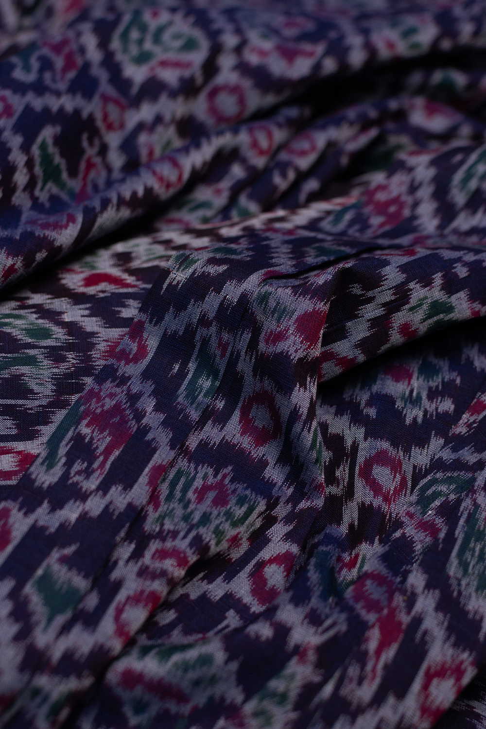 Dark Blue Orissa Ikat Cotton Fabric