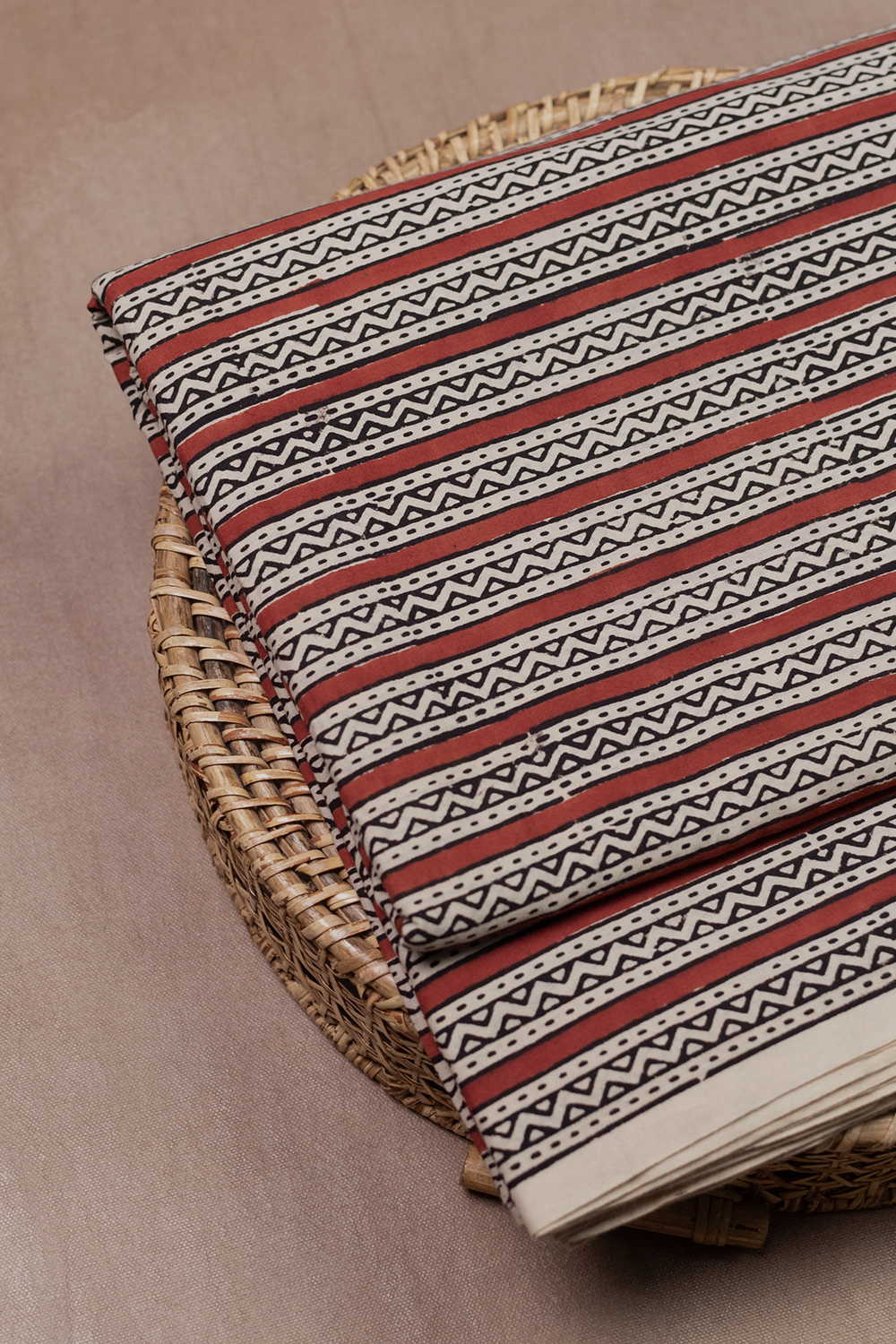 Stripe Pattern Bagru Cotton Fabric