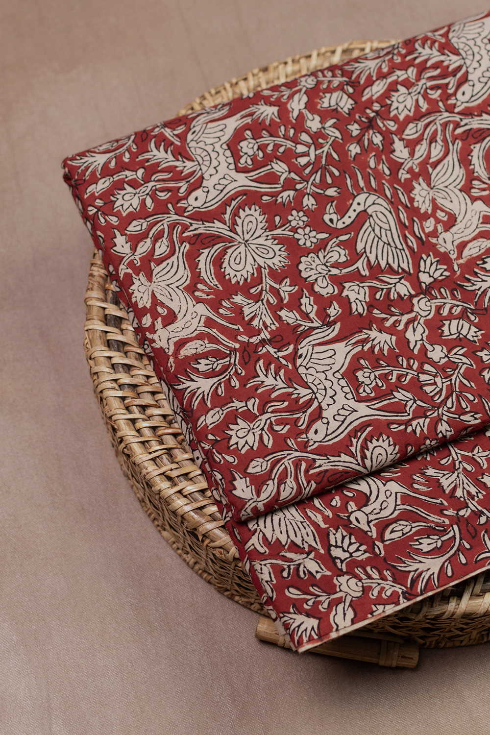 Vintage Bird Garden Bagru Cotton Fabric