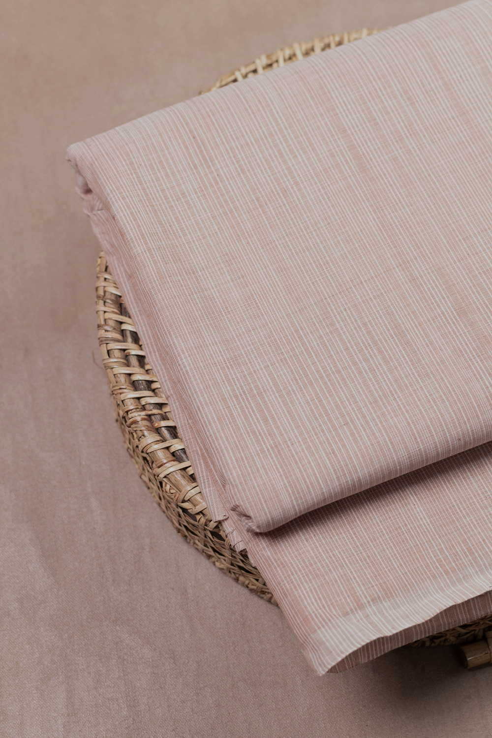 Peach Handspun Handwoven Cotton Fabric