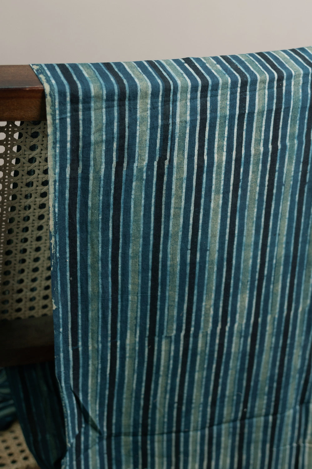 Striped Indigo Ajrak Cotton Fabric