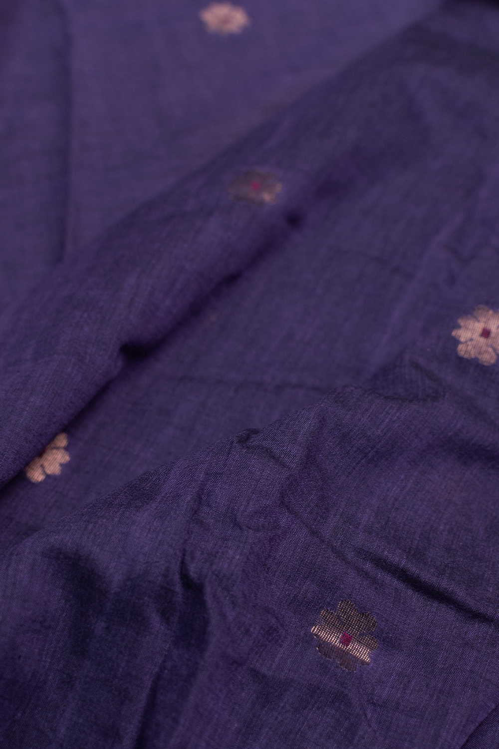 Zari Butta on Purple Jamdani Cotton Fabric