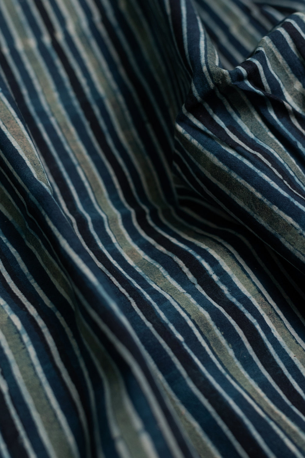 Striped Indigo Ajrak Cotton Fabric