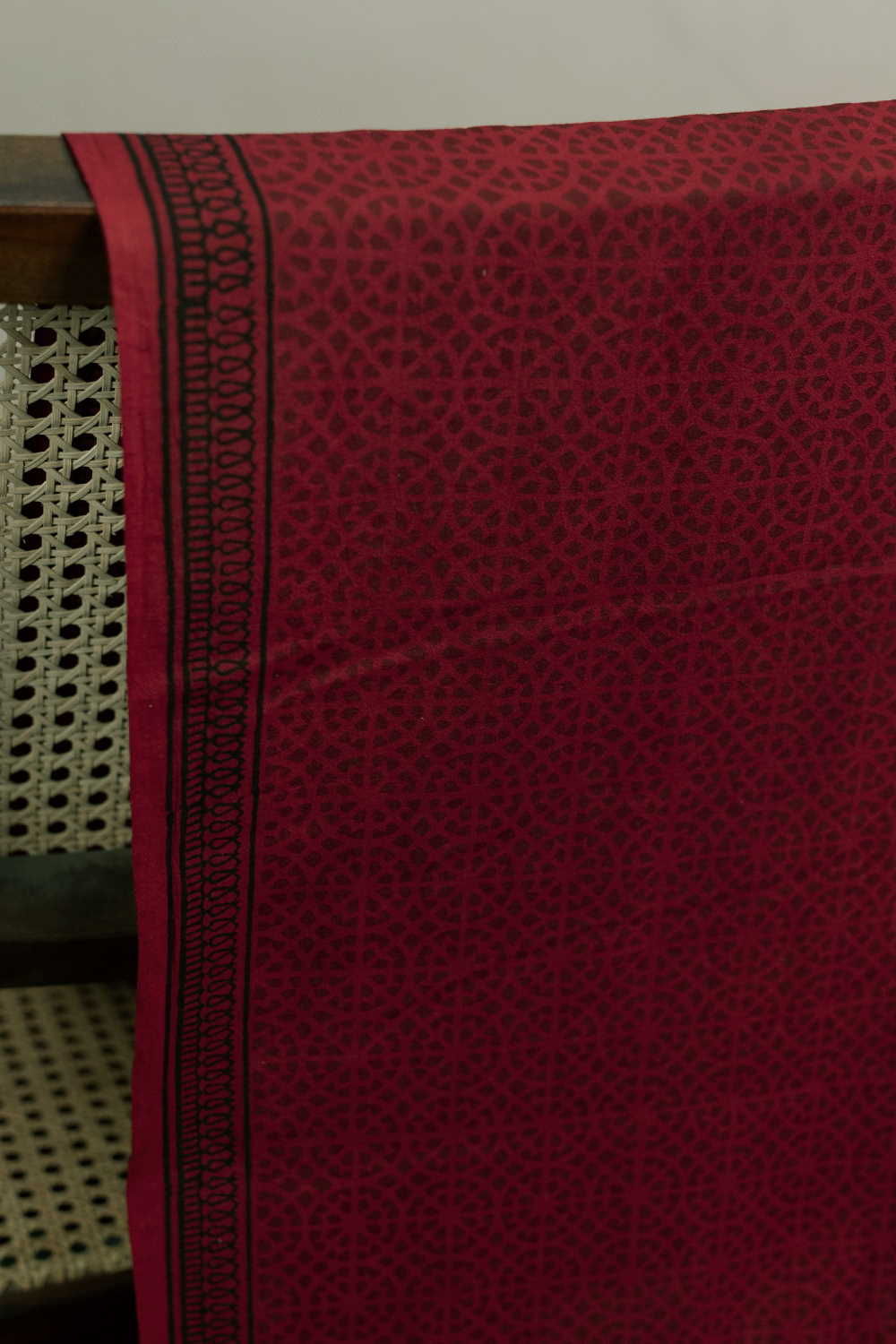 Maroon with Circle Patterns Bagh Cotton Fabric- 0.5M