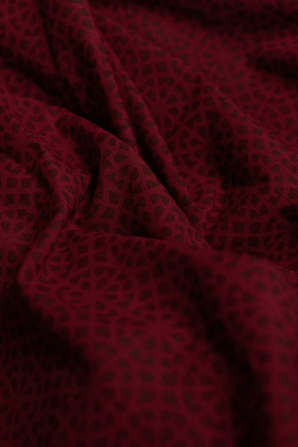 Maroon with Circle Patterns Bagh Cotton Fabric- 0.5M
