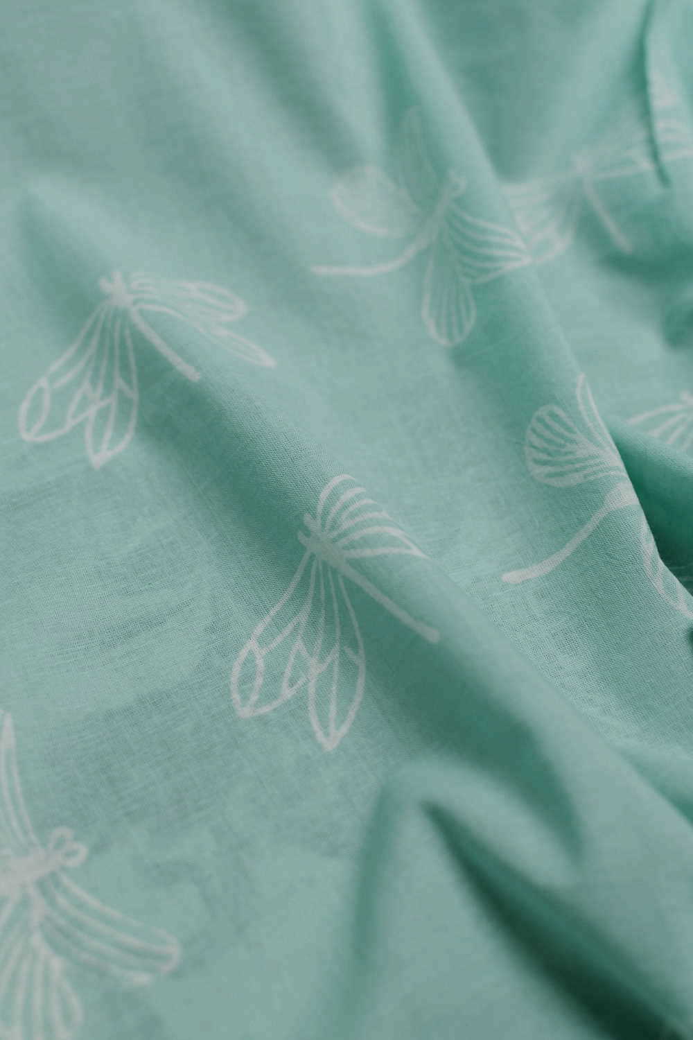 Dragon Fly - Green Sanganeri Cotton Fabric
