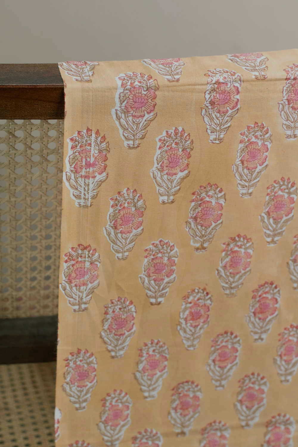 Pink Florets Sanganeri Cotton Fabric