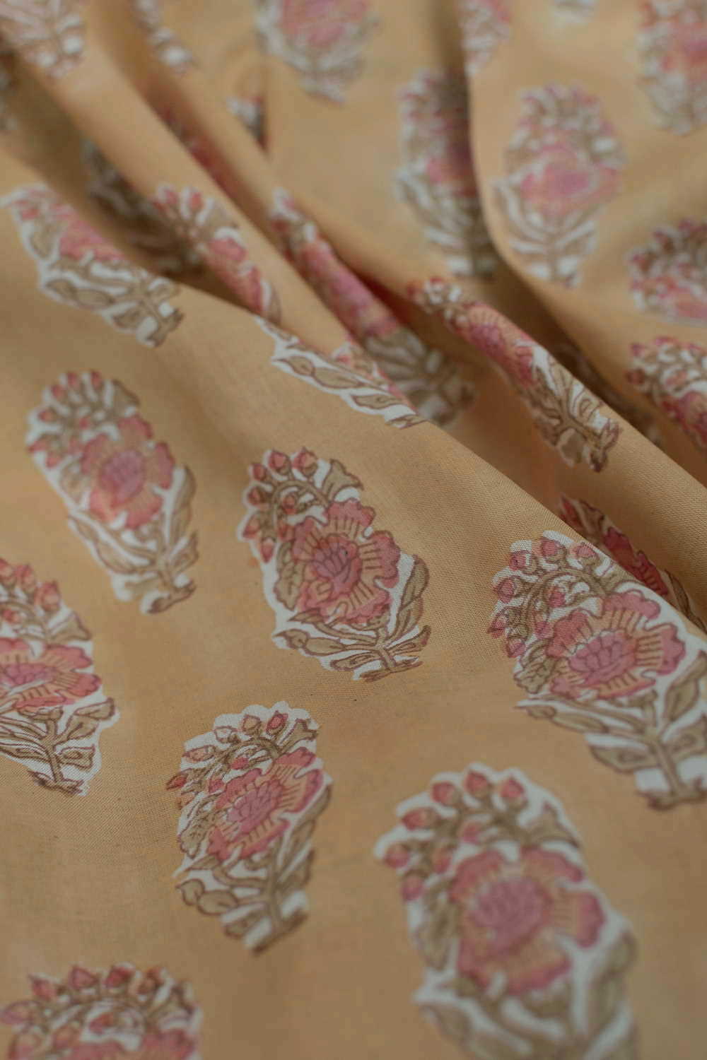 Pink Florets Sanganeri Cotton Fabric