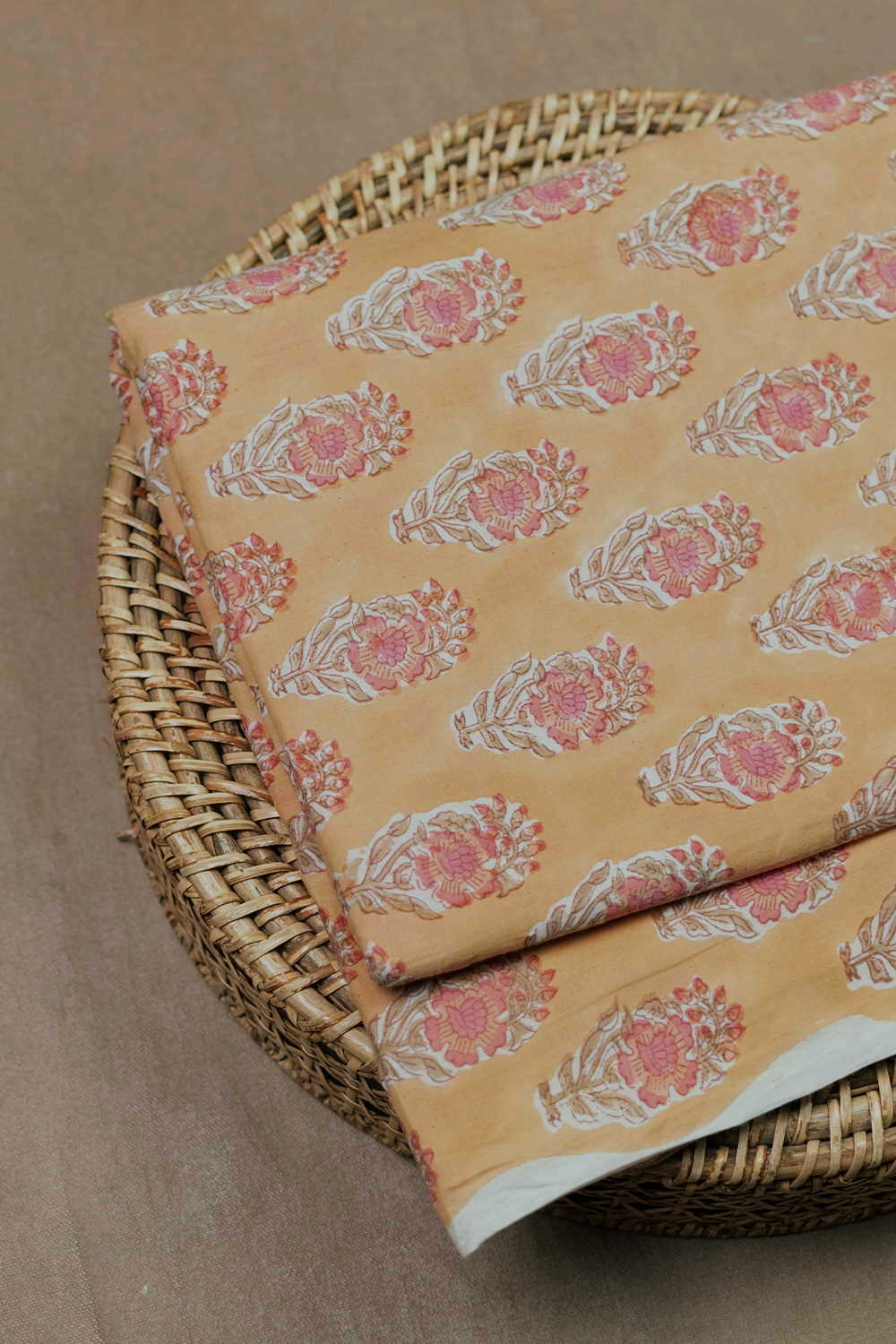 Pink Florets Sanganeri Cotton Fabric