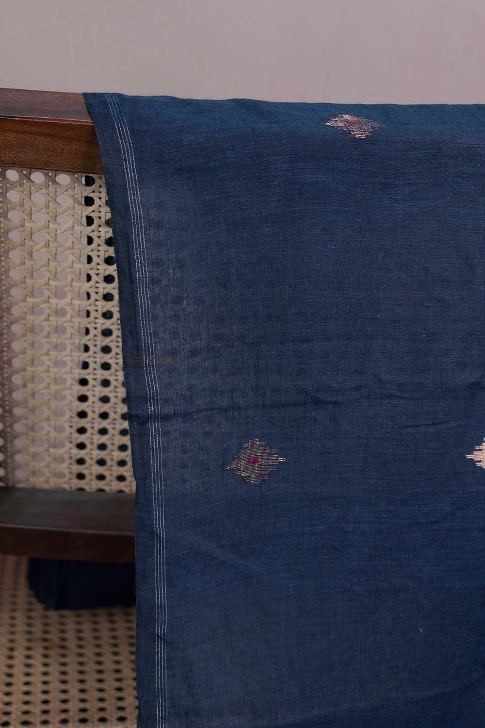 Gold Zari Butti Jamdani Cotton Fabric