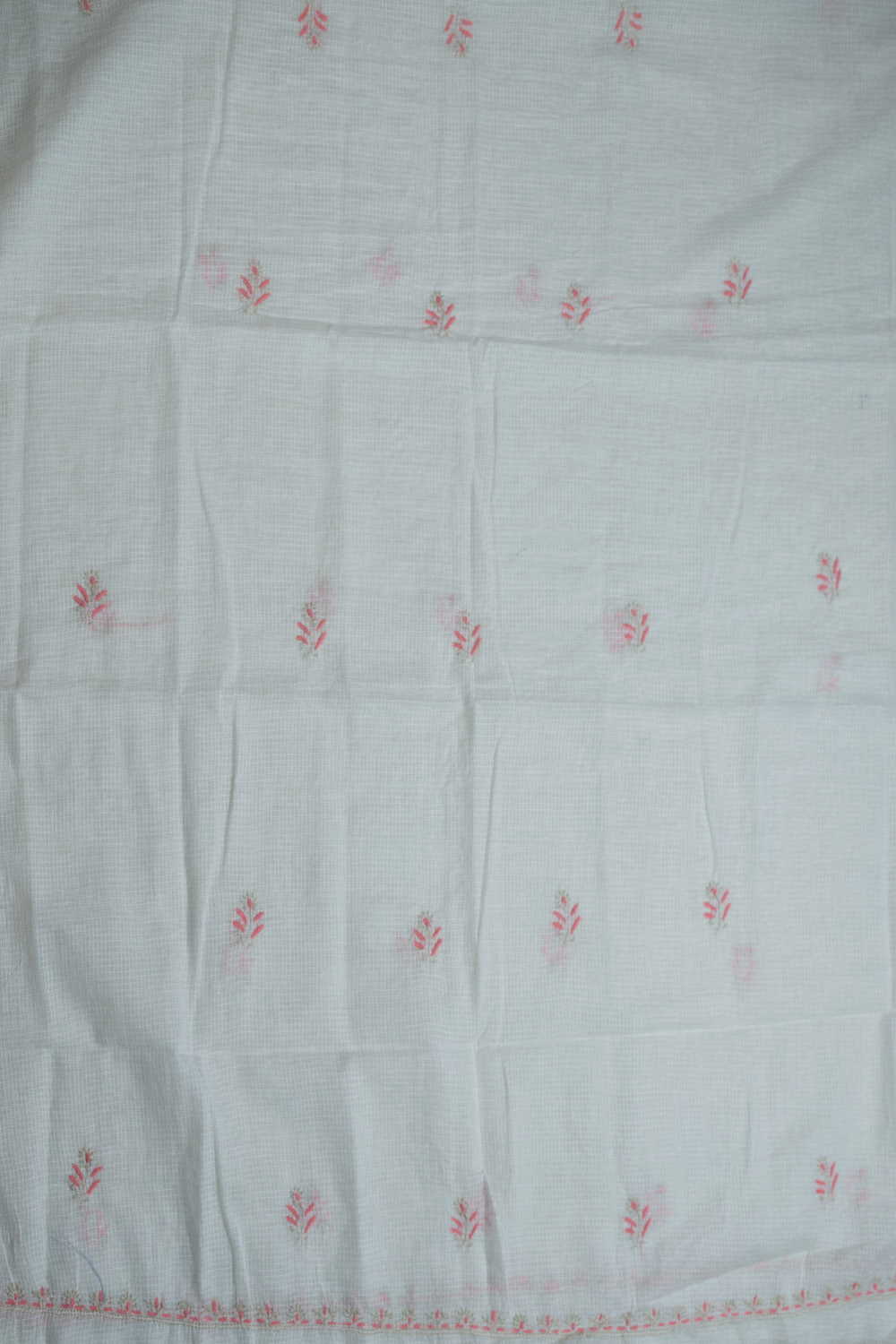 Snow Cream Chikankari Kota Cotton Top & Dupatta