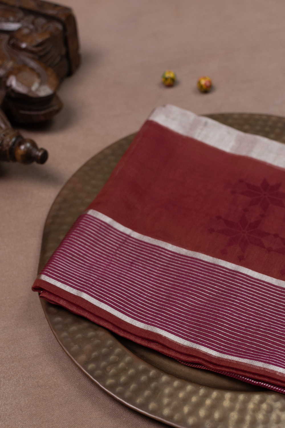 Pink with Maroon Chanderi Silk Cotton Dupatta