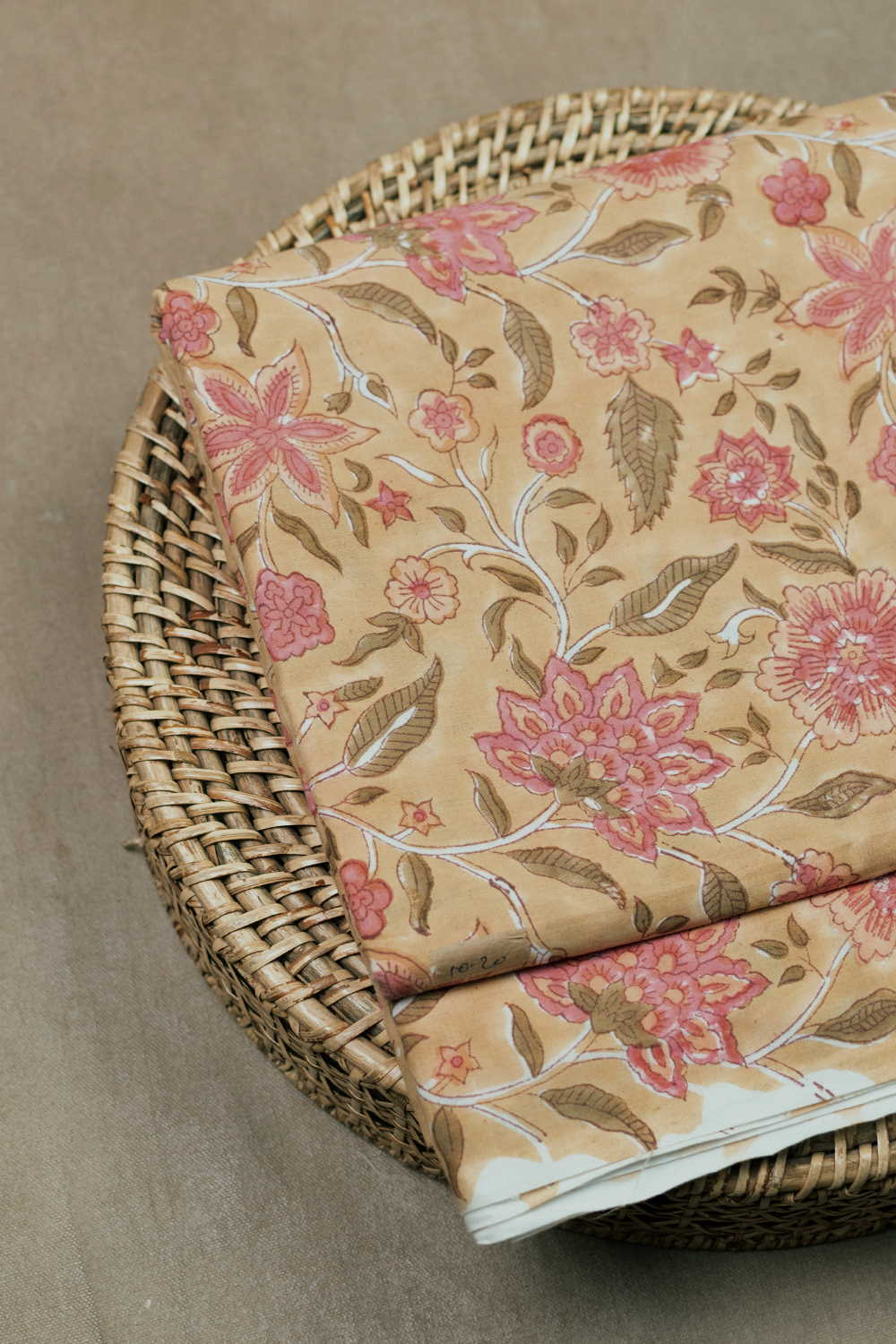 Leafy Floral Garden Sanganeri Cotton Fabric