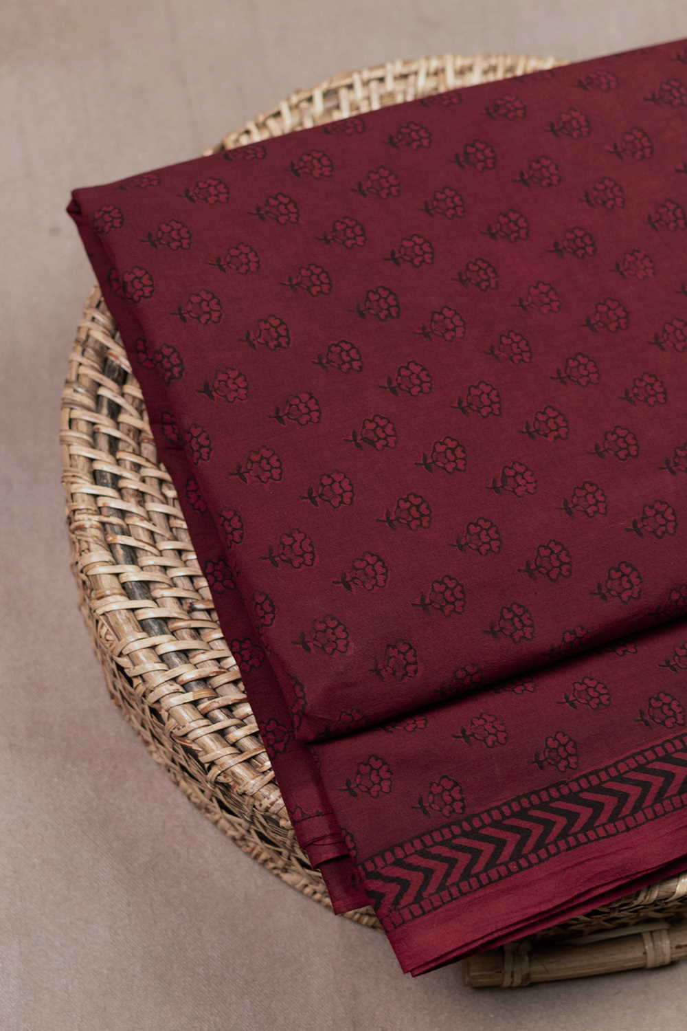 Muted Maroon Bagh Cotton Fabric - 2m