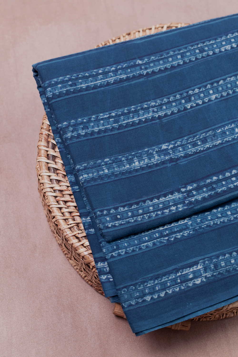 Faded Indigo Dabu Cotton Fabric