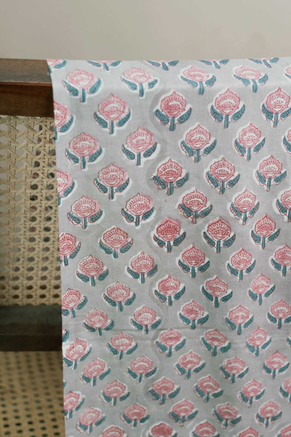 Little Butta - Grey Sanganeri Cotton Fabric