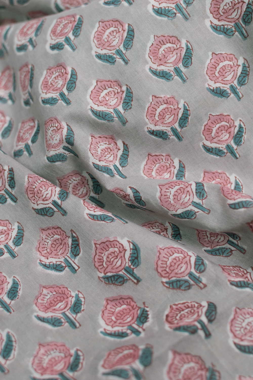 Little Butta - Grey Sanganeri Cotton Fabric