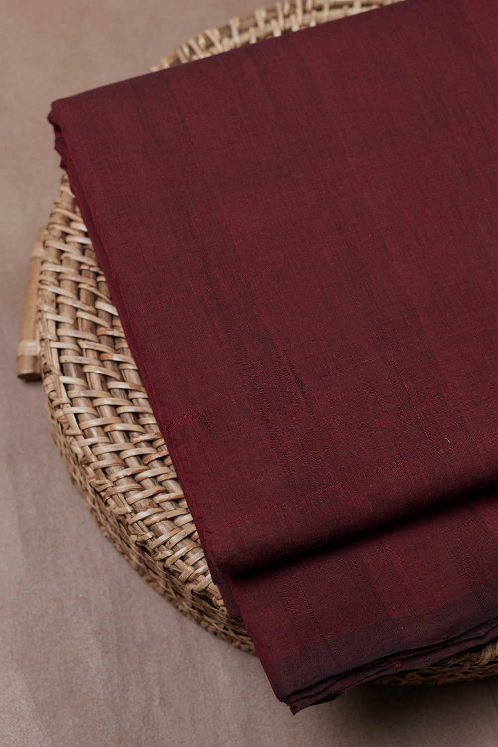 Blackish Maroon Mangalagiri Cotton Fabric