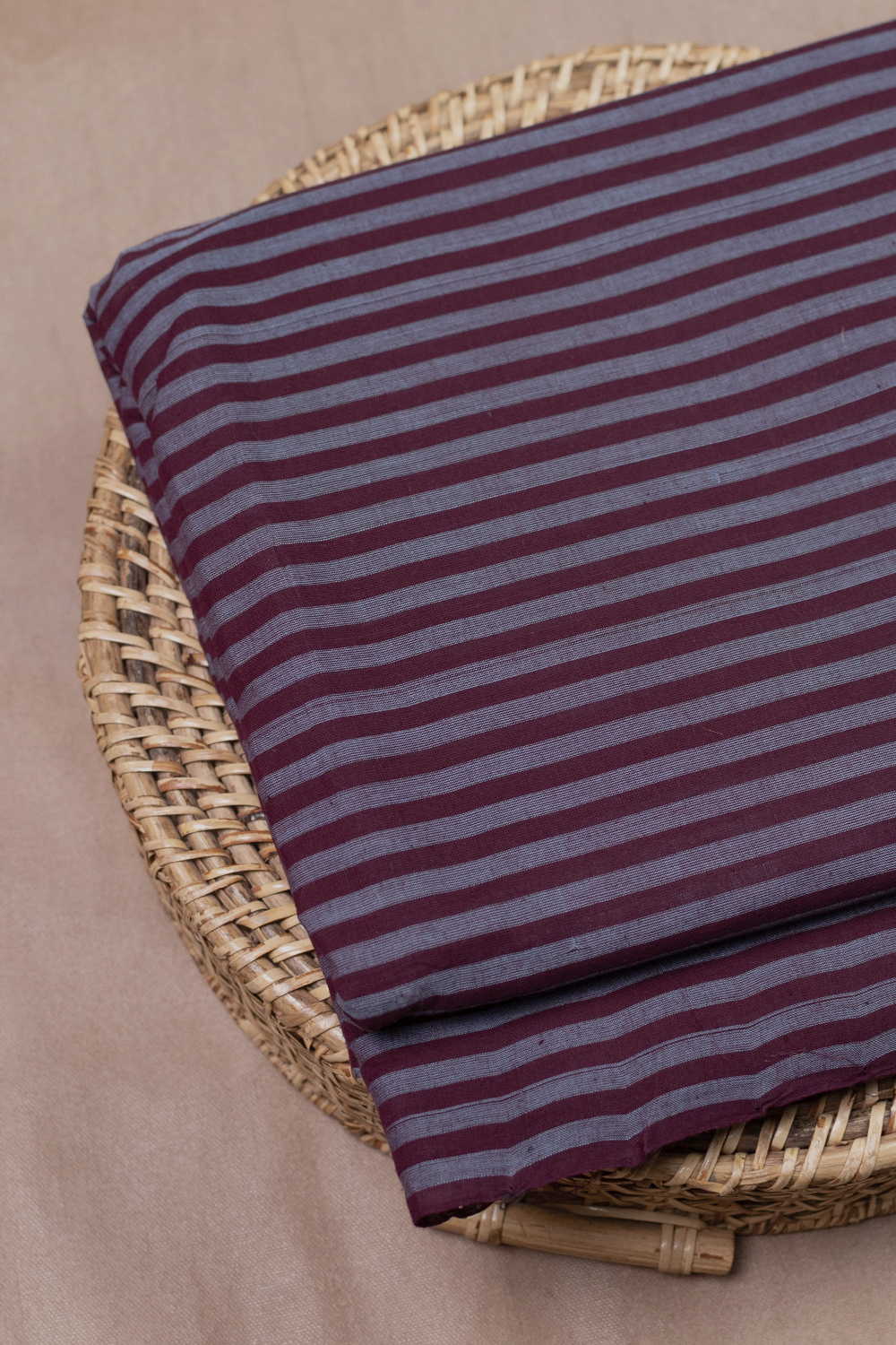 Purple Stripe Mangalagiri Cotton Fabric