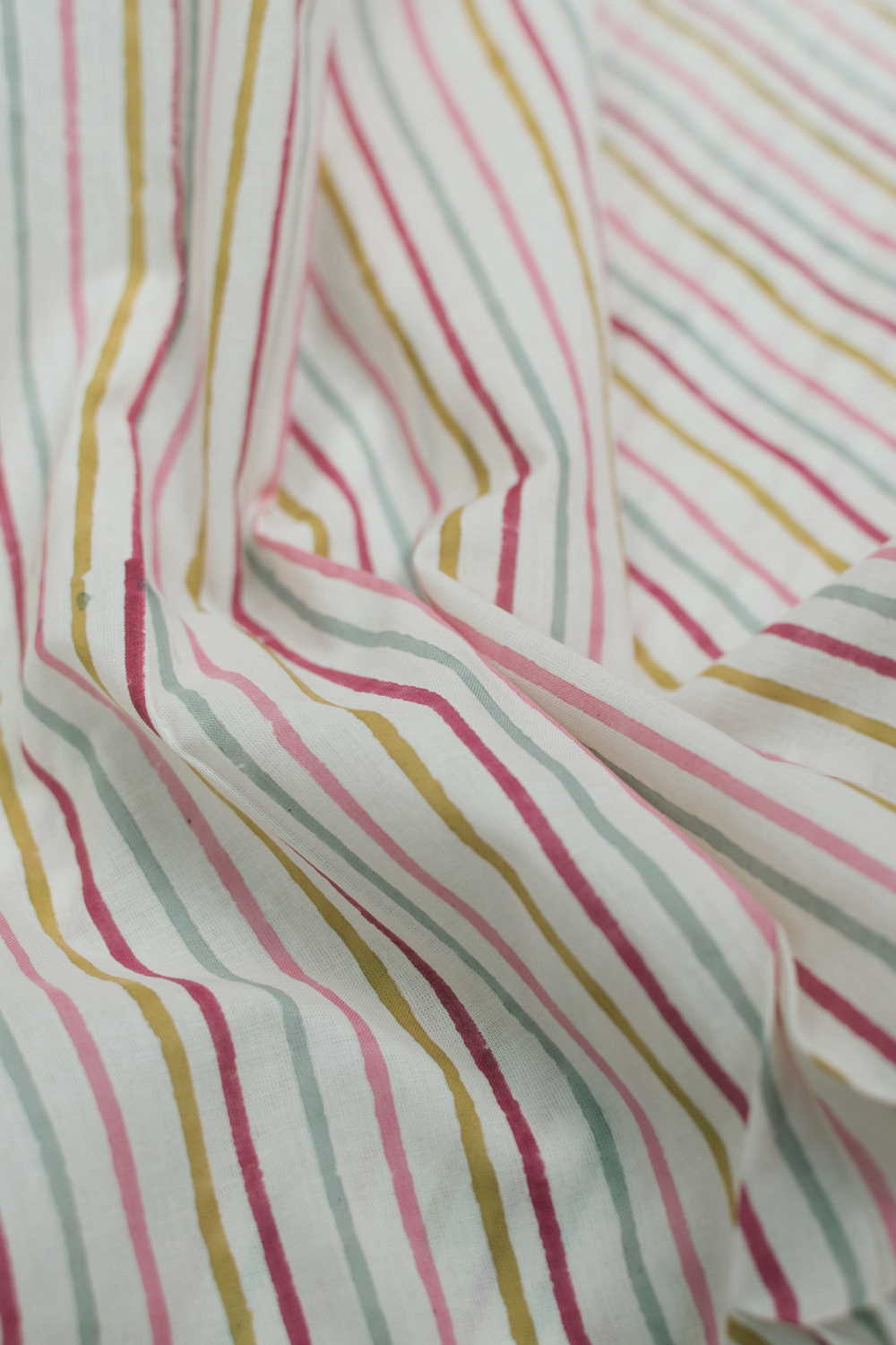 Coloured Stripe Sanganeri Cotton Fabric