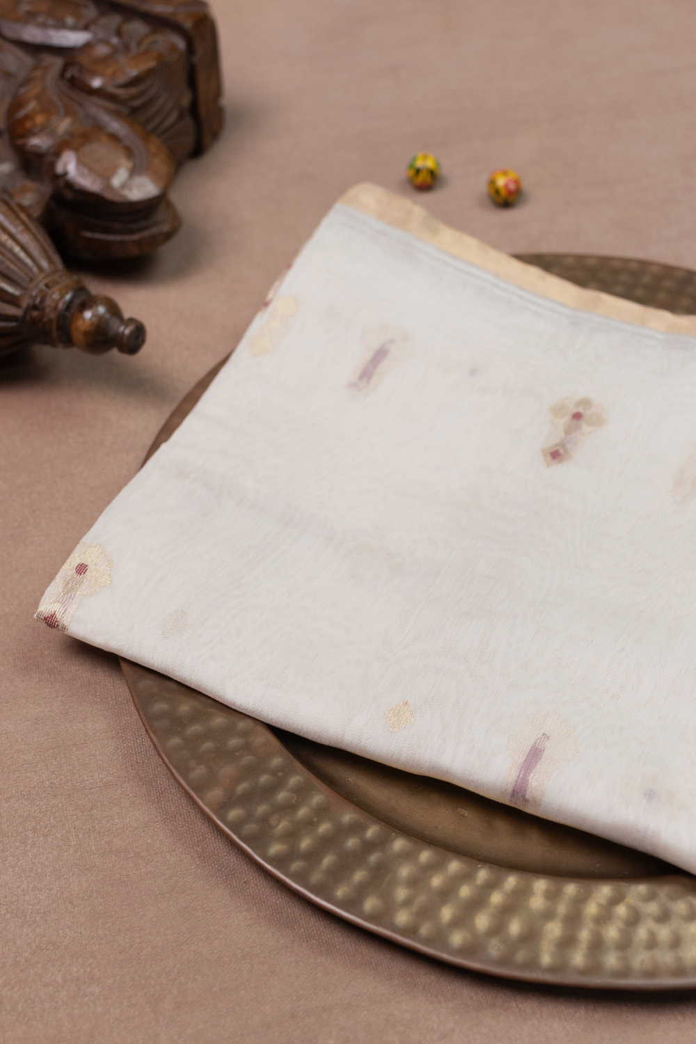 Butta's on Cream Handwoven Chanderi Dupatta
