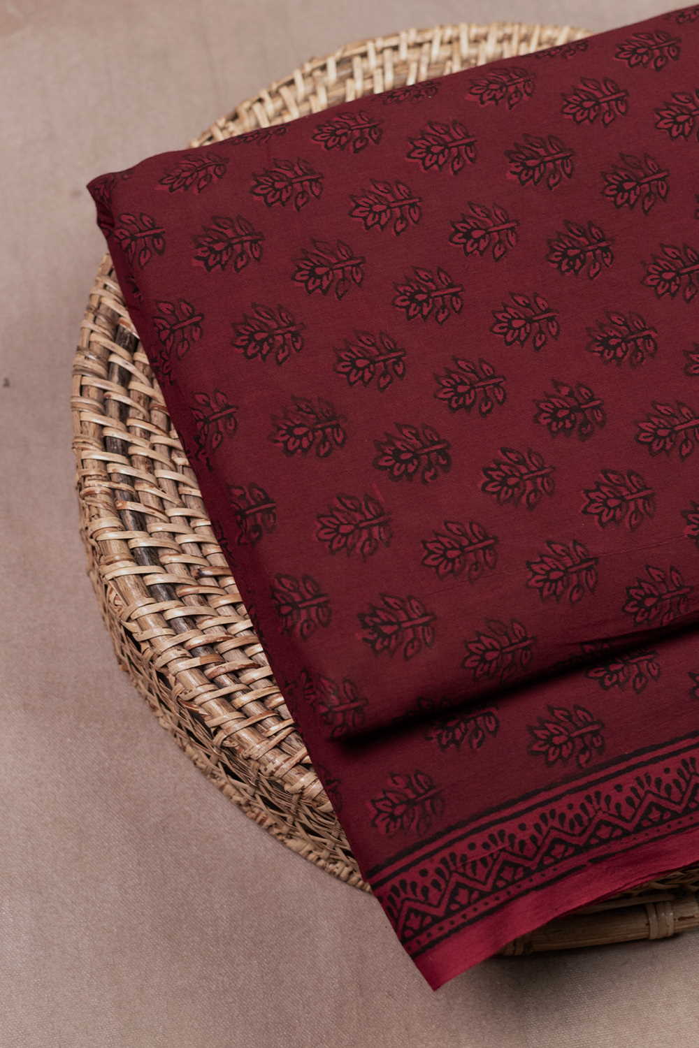 Floral on Maroon Bagh Cotton Fabric - 0.55m