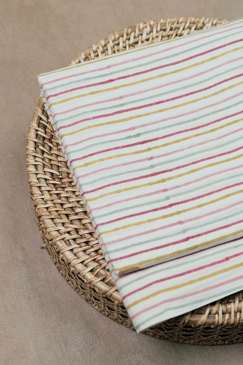 Coloured Stripe Sanganeri Cotton Fabric
