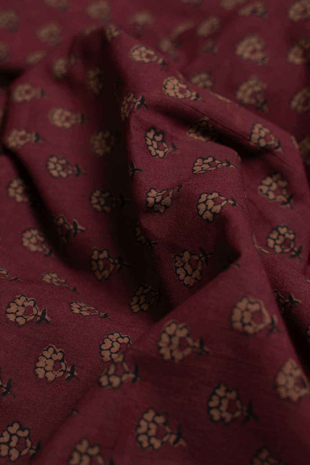 Tiny Motifs with Maroon Bagh Cotton Fabric