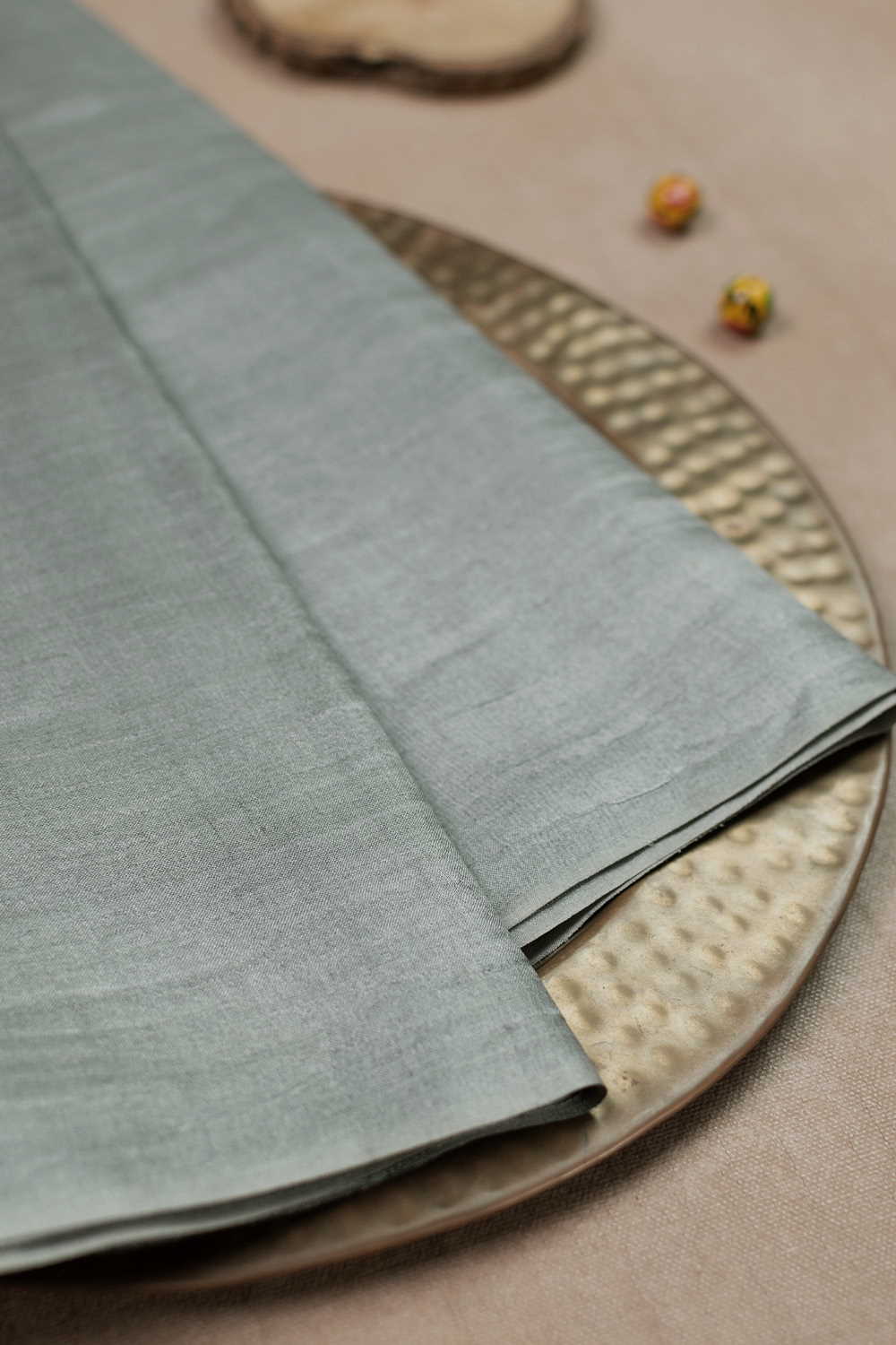 Light Grey Handwoven Tussar Fabric - 0.55m