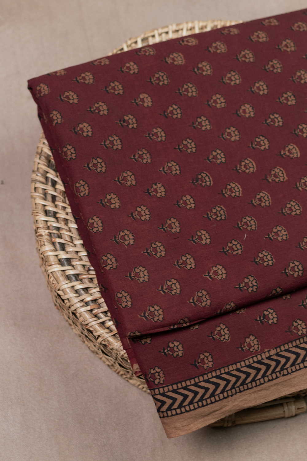 Tiny Motifs with Maroon Bagh Cotton Fabric
