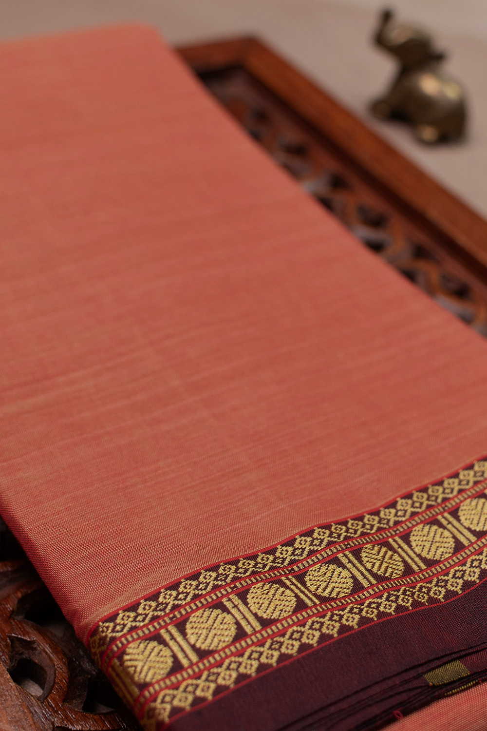 Soft Dark Peach Narayanpet Cotton saree