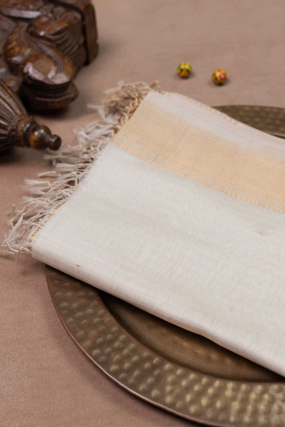 Daisy Cream Maheshwari Silk Cotton Dupatta