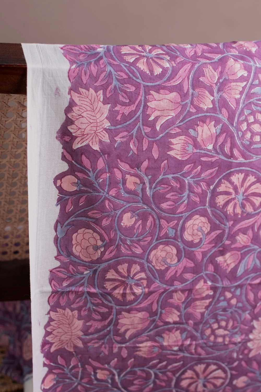 Cluster Floral - Purple Sanganeri Cotton Fabric-0.7 M